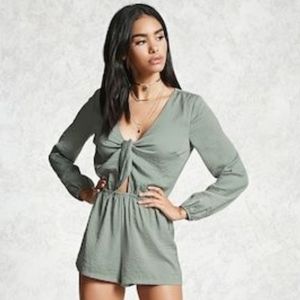 Satin Olive Green Romper